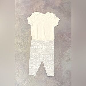Carter's White and Gray Snowflake Patterned Kids Leggings